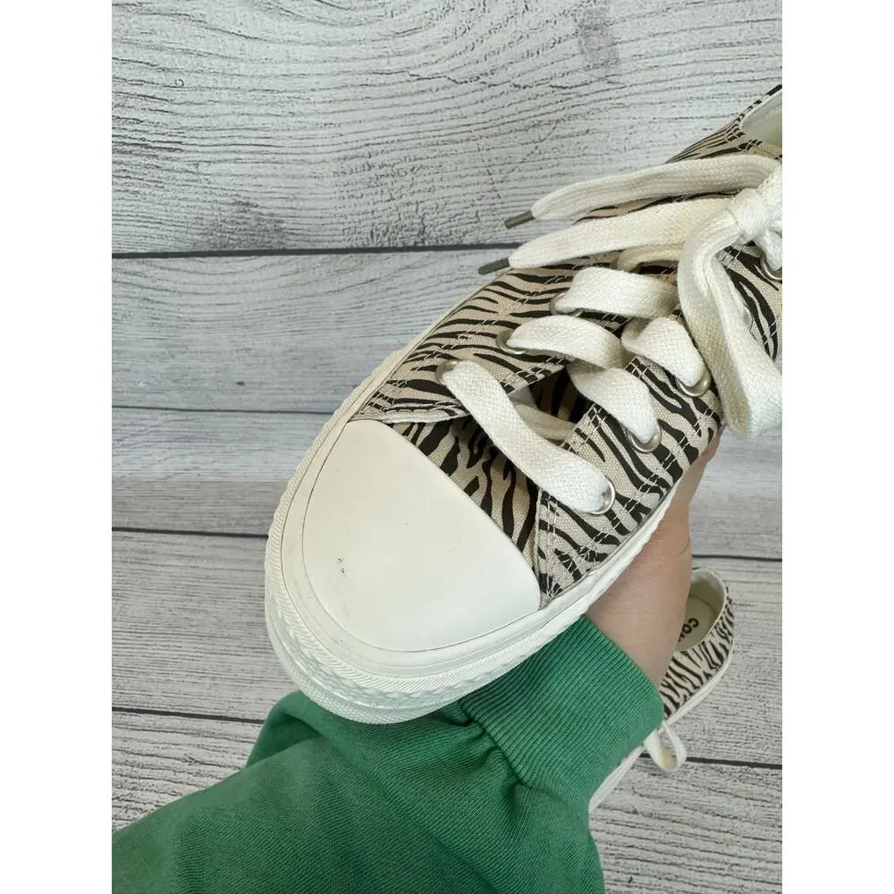 Converse Women's Ivory & Black Zebra Printed Platform Sneakers Size 11 - Picture 7 of 11